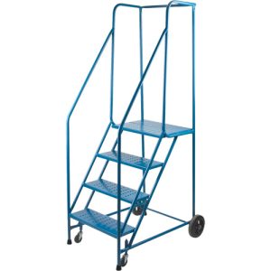 Rolling Step Ladder with Spring-Loaded Front Casters