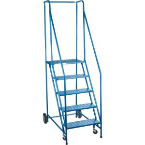 Rolling Step Ladder with Spring-Loaded Front Casters