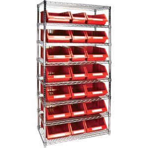 Heavy-Duty Wire Shelving Unit with Storage Bins