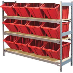 Wide Span Shelving with Jumbo Plastic Bins