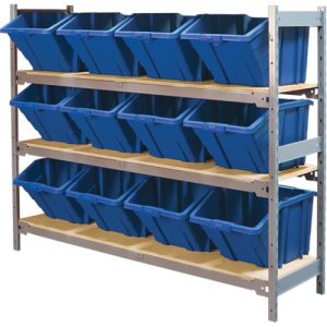 Wide Span Shelving with Jumbo Plastic Bins