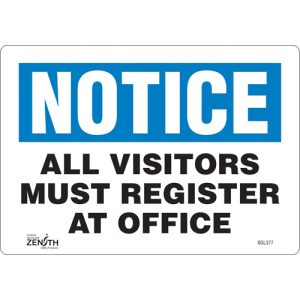 "All Visitors Must Register" Sign