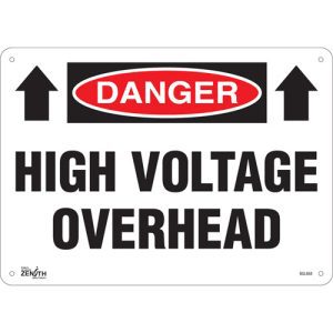 "High Voltage Overhead" Sign