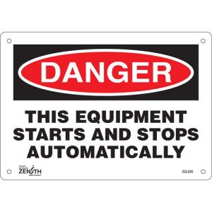 "This Equipment Starts And Stops Automatically" Sign