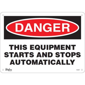 "This Equipment Starts And Stops Automatically" Sign