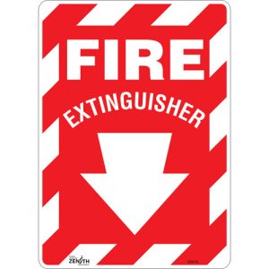 "Fire Extinguisher" with Down Arrow Sign
