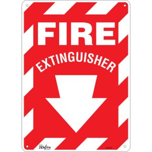 "Fire Extinguisher" with Down Arrow Sign