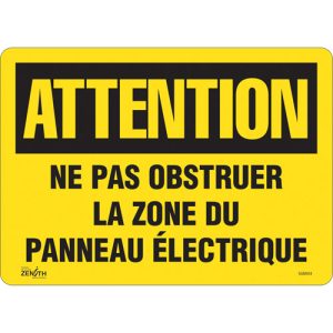 "Zone du Panneau Électrique" Sign