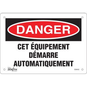 "Équipement Démarre Automatiquement" Sign