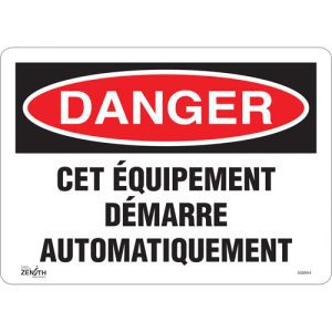 "Équipement Démarre Automatiquement" Sign