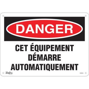 "Équipement Démarre Automatiquement" Sign