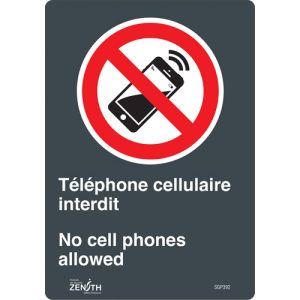 "Téléphone cellulaire interdit /No Cell Phones" Sign