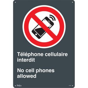 "Téléphone cellulaire interdit /No Cell Phones" Sign