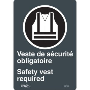 "Port du dossard obligatoire/Safety Vest Required" Sign