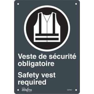 "Port du dossard obligatoire/Safety Vest Required" Sign