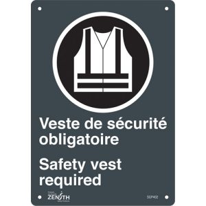 "Port du dossard obligatoire/Safety Vest Required" Sign